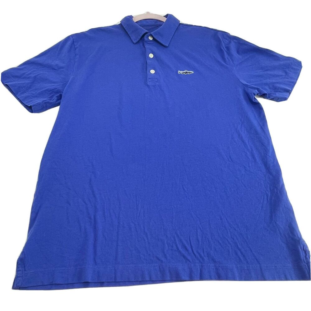 Patagonia 100% Organic Cotton Polo Golf Shirt blue Short Sleeve Men’s Size S